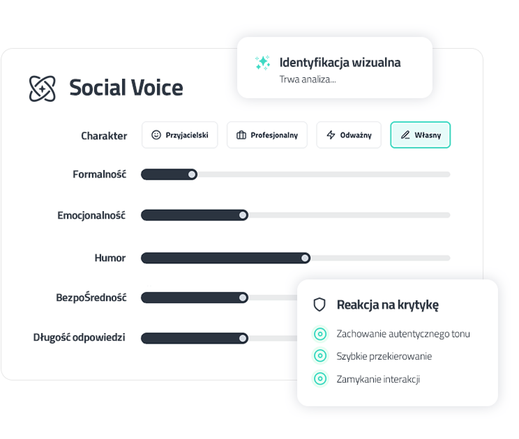 pirx.convo — panel Social Voice z personą marki