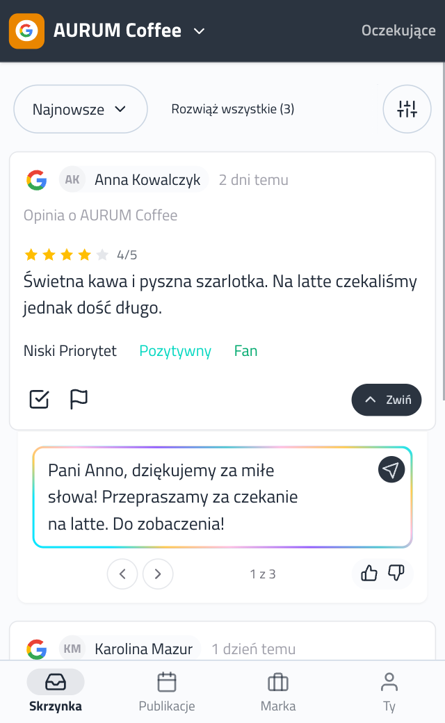 Otwierasz opinię, dostajesz propozycje